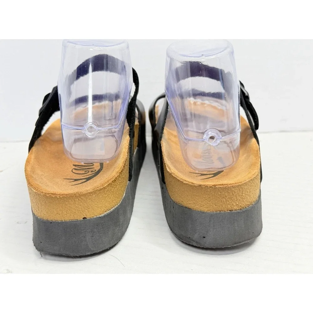Moosefield Leather Platform Sandals Women's EU 41 US 10-10.5 Black Buckle